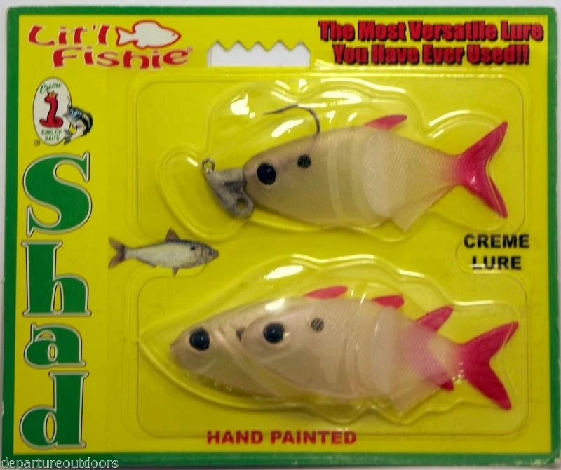 Creme Lure Company Creme Lit'l Fishie Rigged Pearl Red Swim Shad 3 Inch Soft Body Swimbait Baits